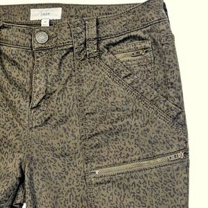 Joie Jeans Park Skinny Cargo Pants Olive Green Leopard Print‎ Ankle Zip Size 28